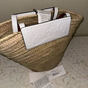Christian Louboutin “Loubishore” Woven Straw/Calf Beach Tote Bag